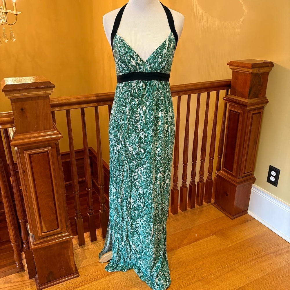 Elegant Halter Art Deco Vacation Maxi Stretch Guess Dress Sz M